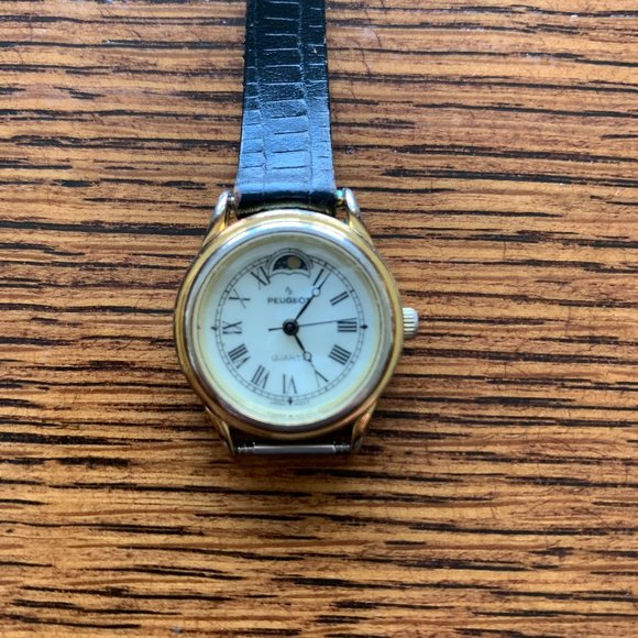 Peugeot Moon Phase Golden Ladies Vintage Watch - Picture 1 of 4